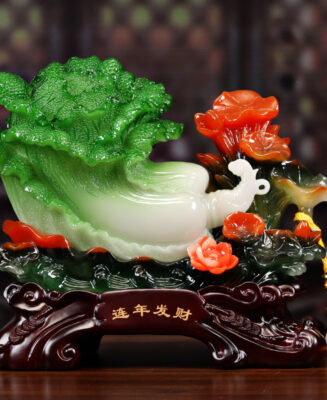 Jadeite Cabbage Ornament · Twin Fish