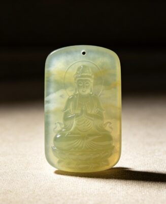 Yellow Jade Guanyin Pendant