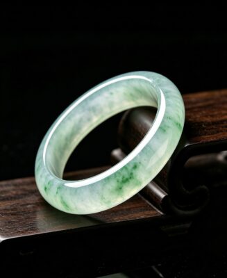 Jadeite Bangle · White Base Green