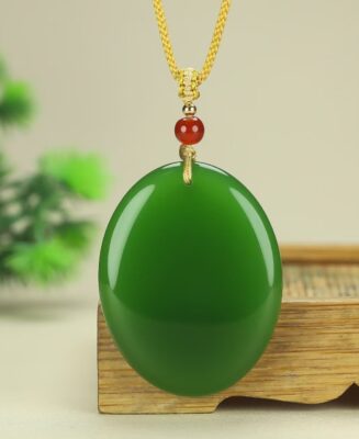 Green Jade Oval Pendant