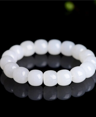 Hetian Jade Bead Bracelet · White